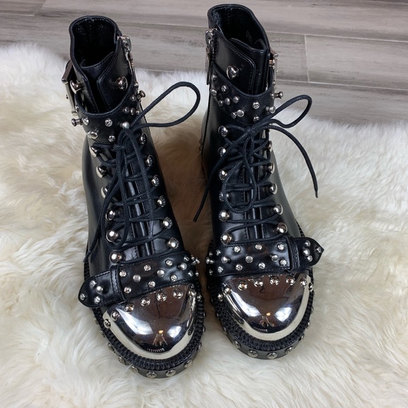 Alexander McQueen Shoes - Alexander McQueen Hobnail Ankle Boots Black 37